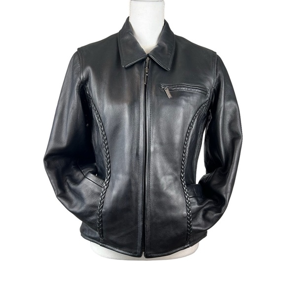 Milwaukee Motorcycle Jacket Women's Size M Black With Braided Detail Thinsulate - Picture 2 of 9